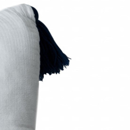 20" Blue And White Cotton Throw Pillow
