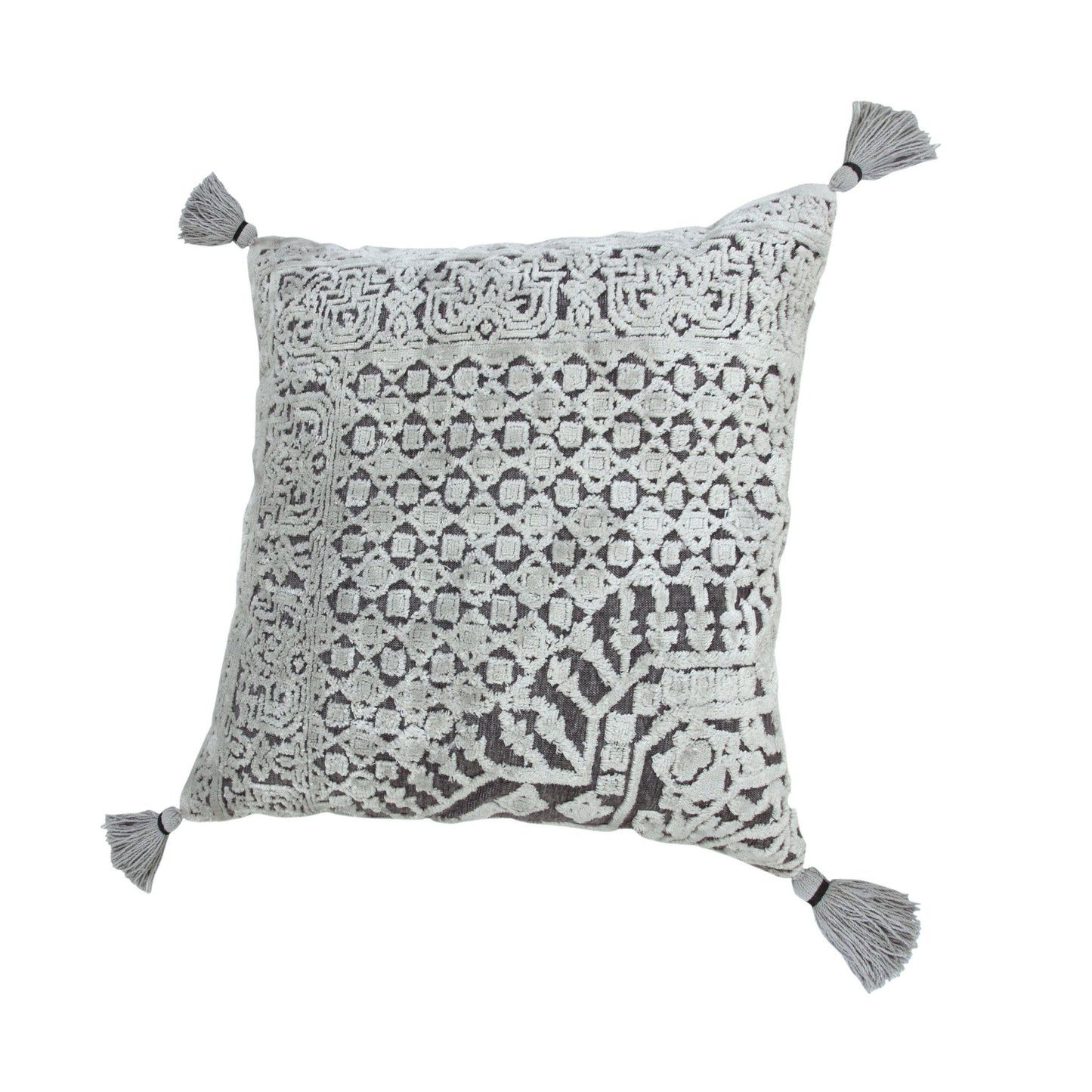 20" X 20" Silver Gray And Dark Gray Viscose Geometric Zippered Pillow FurniFindUSA