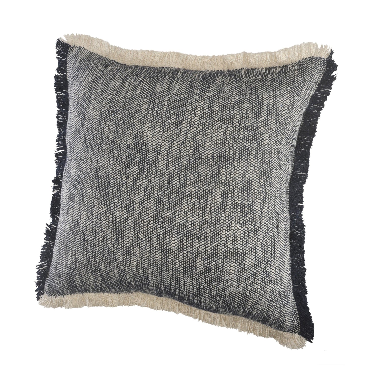 20" X 20" Dark Blue And White 100% Cotton Abstract Zippered Pillow FurniFindUSA
