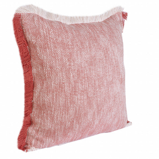 20" X 20" Auburn Red And White 100% Cotton Geometric Zippered Pillow FurniFindUSA
