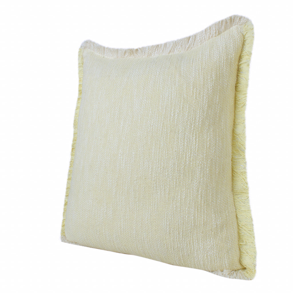 20" X 20" Light Yellow And White 100% Cotton Geometric Zippered Pillow 4.0" (L) x 20.0" (W) x 20.0" (H) FurniFindUSA