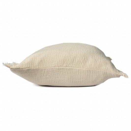 20" X 20" Cream And Beige 100% Cotton Zippered Pillow FurniFindUSA