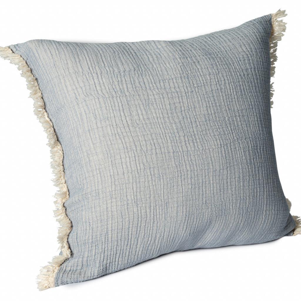 20" X 20" Blue Gray And Cream 100% Cotton Zippered Pillow FurniFindUSA