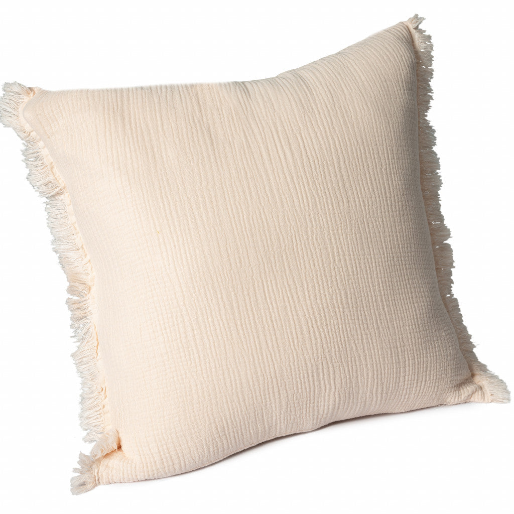 20" X 20" Peach And Cream 100% Cotton Zippered Pillow FurniFindUSA