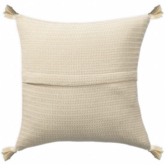 18" X 18" Beige And Ivory 100% Cotton Striped Zippered Pillow FurniFindUSA