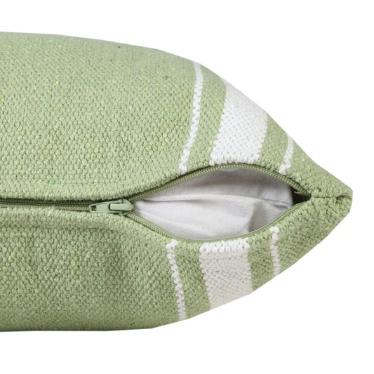 20" X 20" Green And White 100% Cotton Geometric Zippered Pillow 4.0" (L) x 20.0" (W) x 20.0" (H) FurniFindUSA