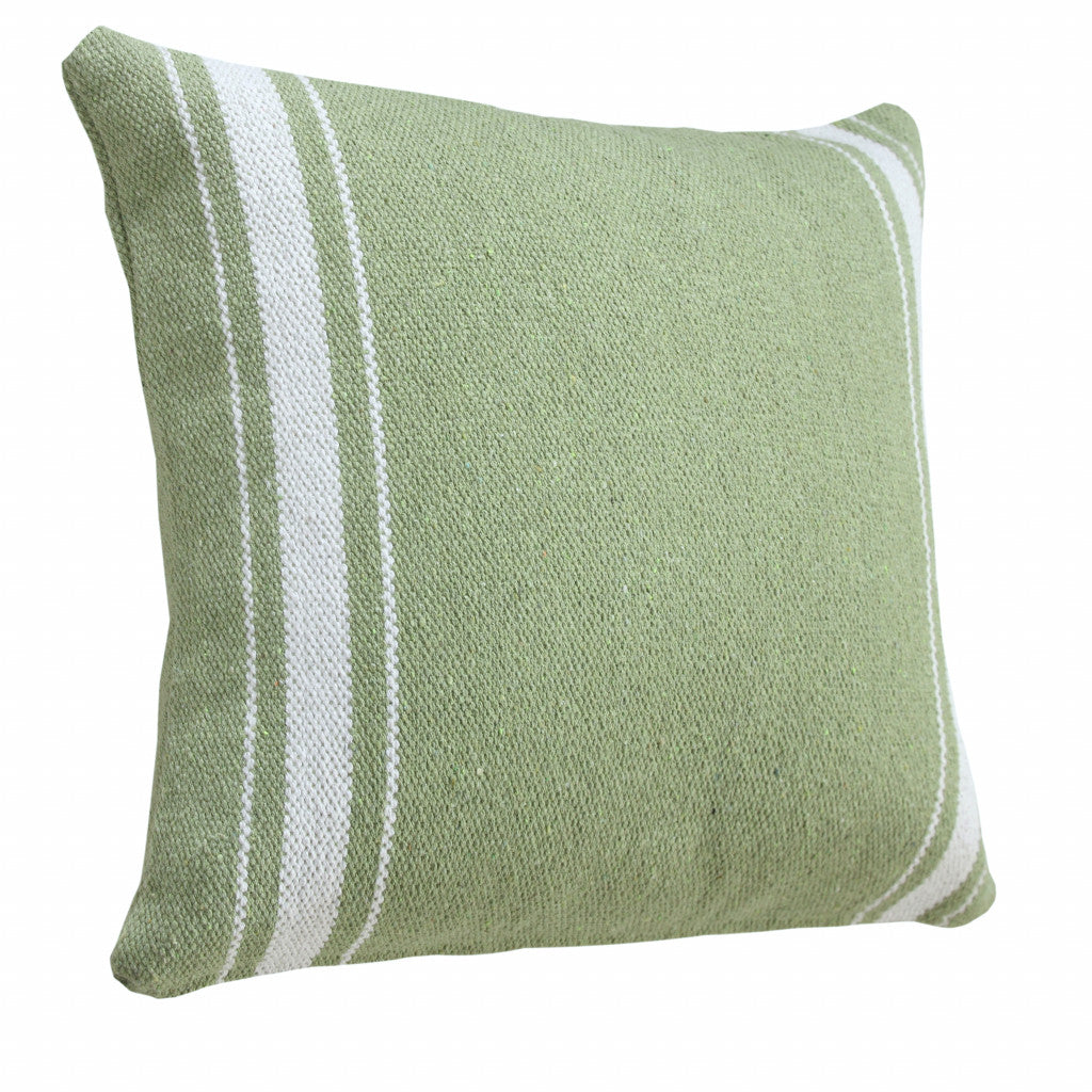 20" X 20" Green And White 100% Cotton Geometric Zippered Pillow 4.0" (L) x 20.0" (W) x 20.0" (H) FurniFindUSA