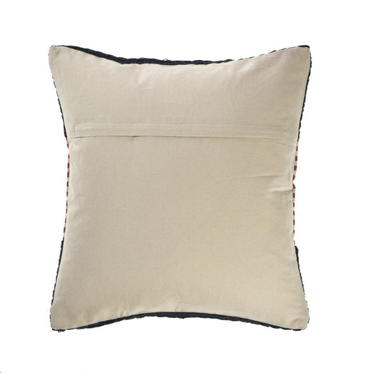 20" X 20" Blue And Red 100% Cotton Striped Zippered Pillow FurniFindUSA