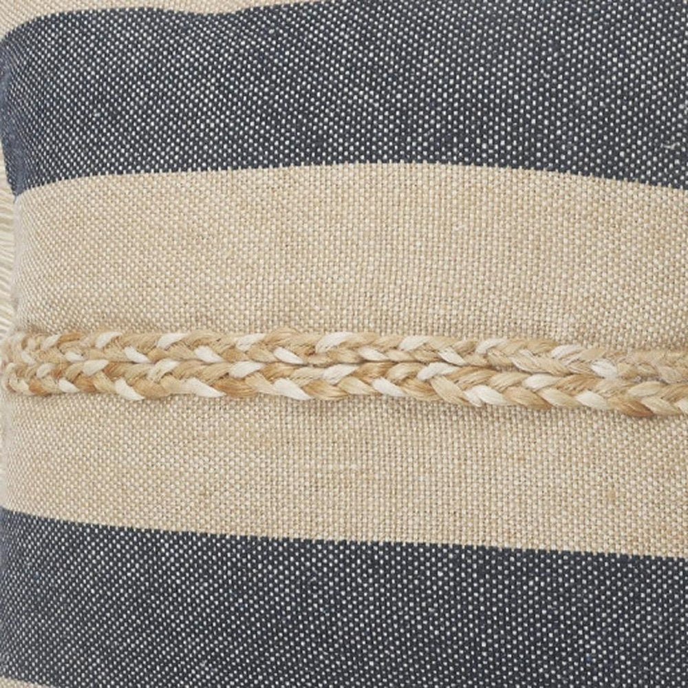 24" Denim Blue Jute Throw Pillow HomeRoots
