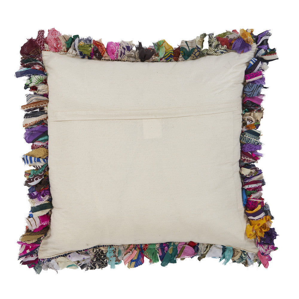 26" X 26" Blue and Red Weave Zippered Pillow With Fringe FurniFindUSA