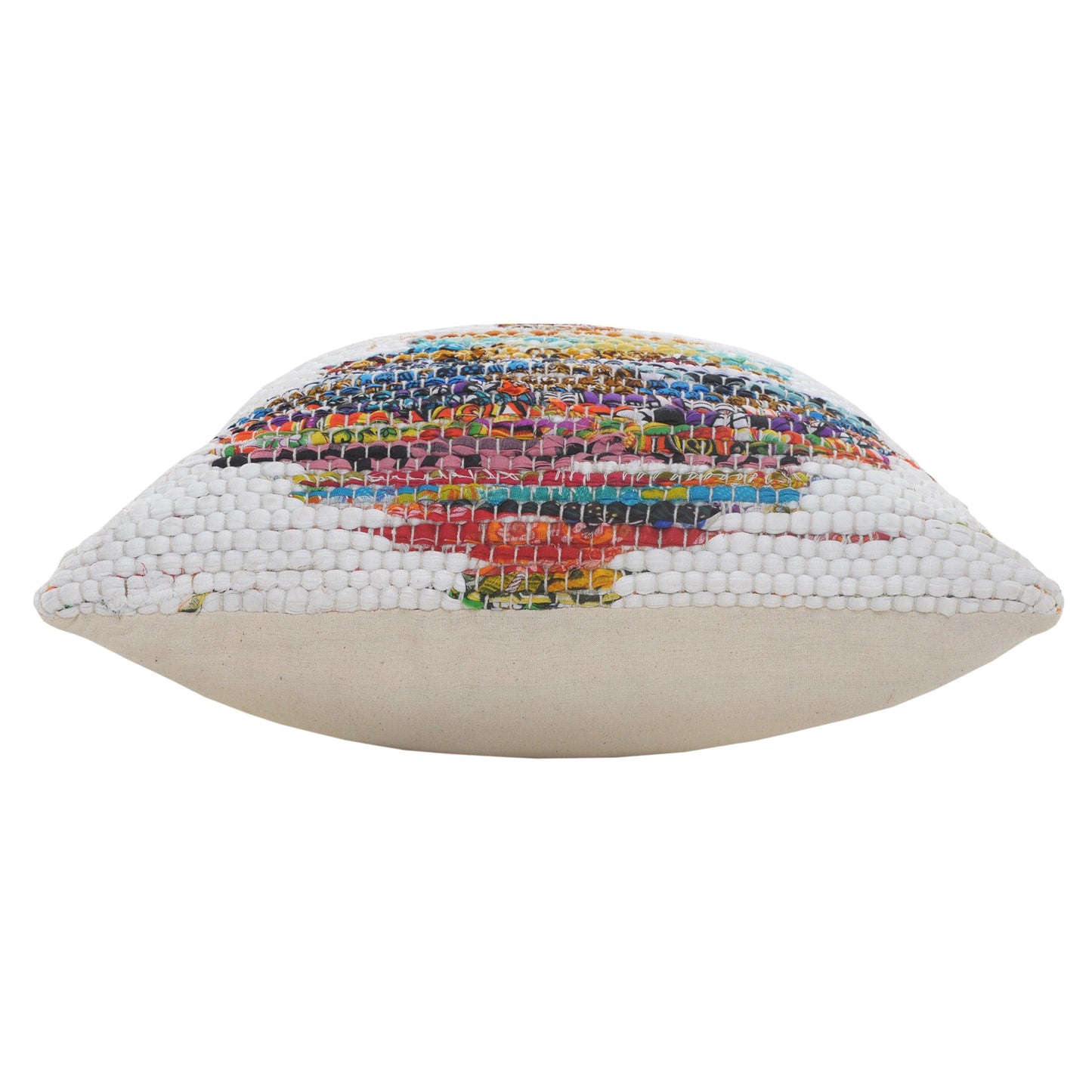 20" X 20" White Red Green Blue Yellow And Orange 100% Cotton Geometric Zippered Pillow 4.0" (L) x 20.0" (W) x 20.0" (H) FurniFindUSA