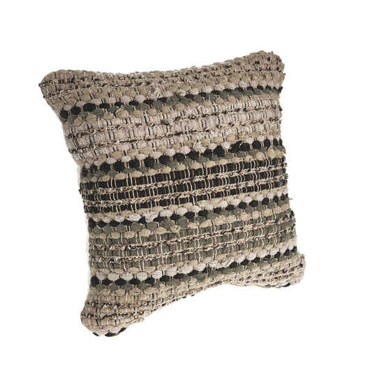 18" X 18" Beige And Brown 100% Cotton Striped Zippered Pillow FurniFindUSA