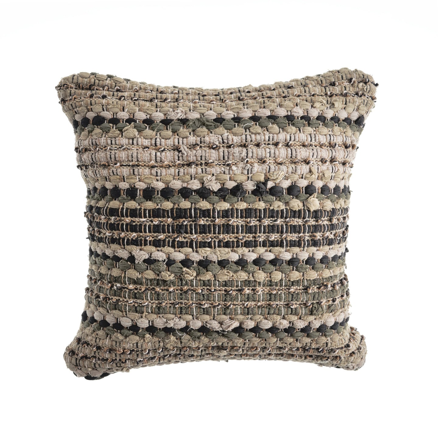 18" X 18" Beige And Brown 100% Cotton Striped Zippered Pillow FurniFindUSA