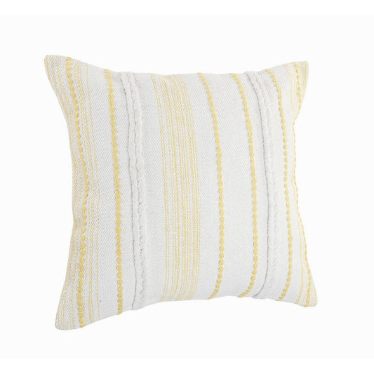 20" X 20" Yellow and White Striped Cotton Zippered Pillow FurniFindUSA