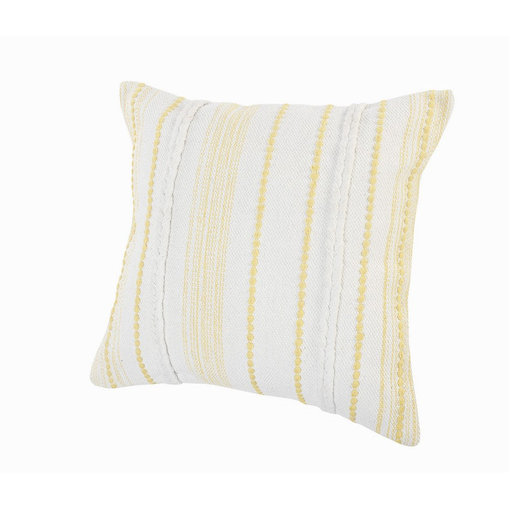 20" X 20" Yellow and White Striped Cotton Zippered Pillow FurniFindUSA