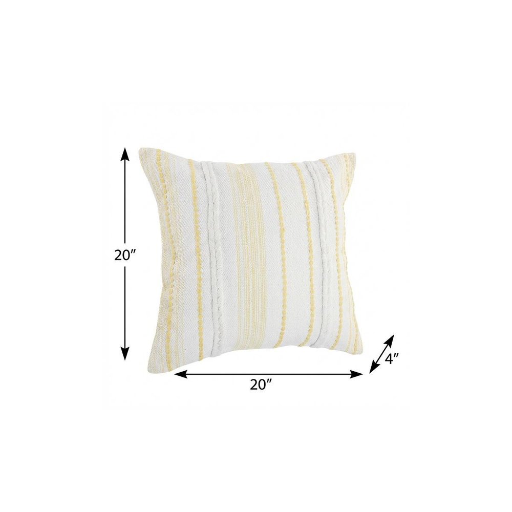 20" Yellow and White Throw Pillow