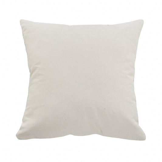 20" X 20" White Blue Gray And Tan 100% Cotton Striped Zippered Pillow FurniFindUSA