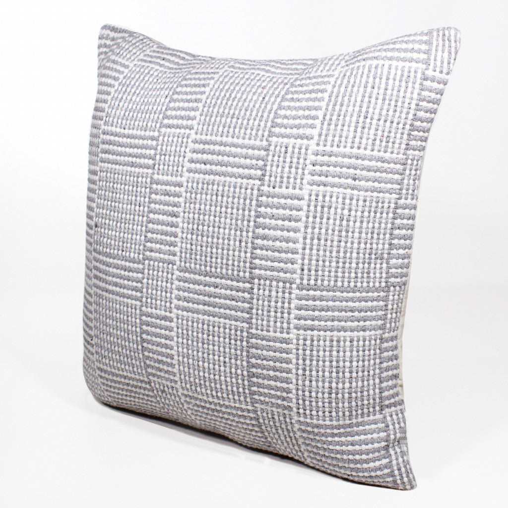 20" X 20" Gray And White 100% Cotton Geometric Zippered Pillow 4.0" (L) x 20.0" (W) x 20.0" (H) FurniFindUSA