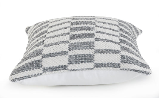 18" X 18" Gray And White 100% Cotton Geometric Zippered Pillow 6.0" (L) x 18.0" (W) x 18.0" (H) FurniFindUSA