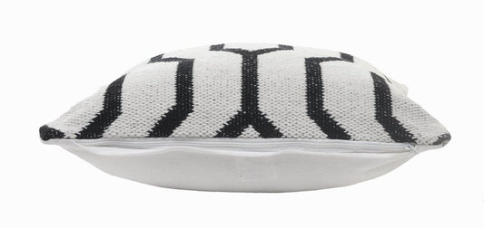 20" Black And White Cotton Geometric Throw Pillow