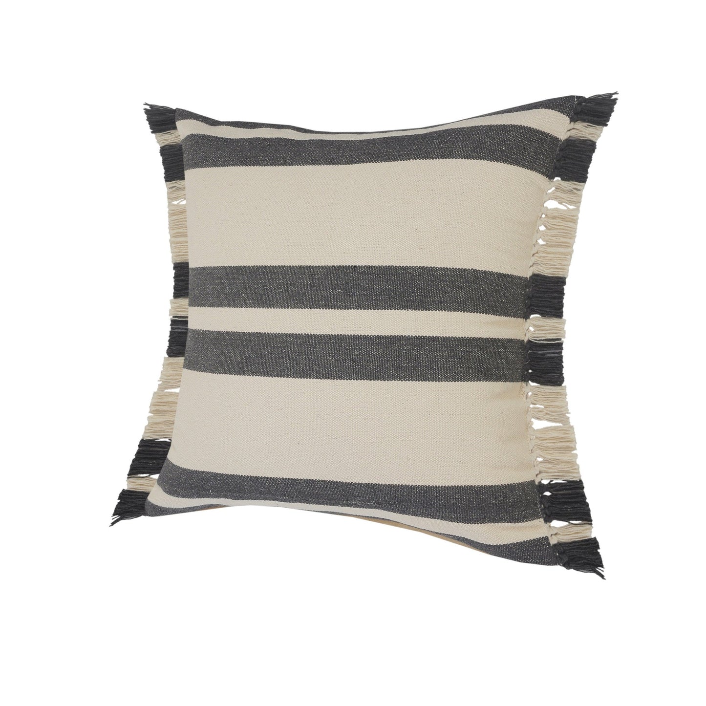 20" X 20" Gray And White 100% Cotton Striped Zippered Pillow 4.0" (L) x 20.0" (W) x 20.0" (H) FurniFindUSA