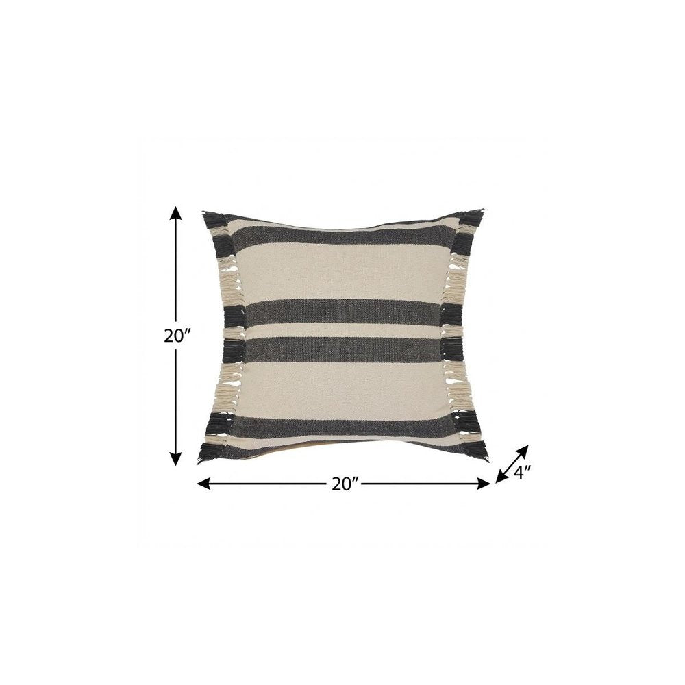 20" Gray and White Throw Pillow
