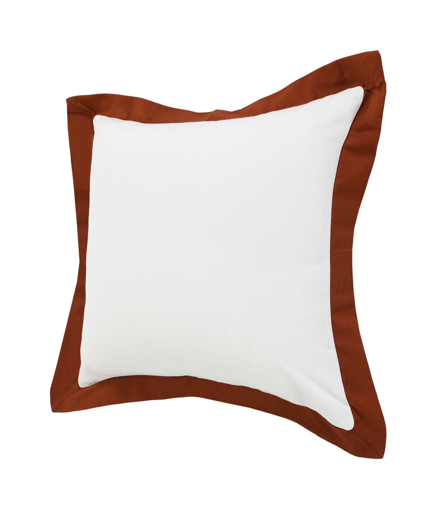 20" X 20" White And Cinnamon 100% Cotton Geometric Zippered Pillow FurniFindUSA