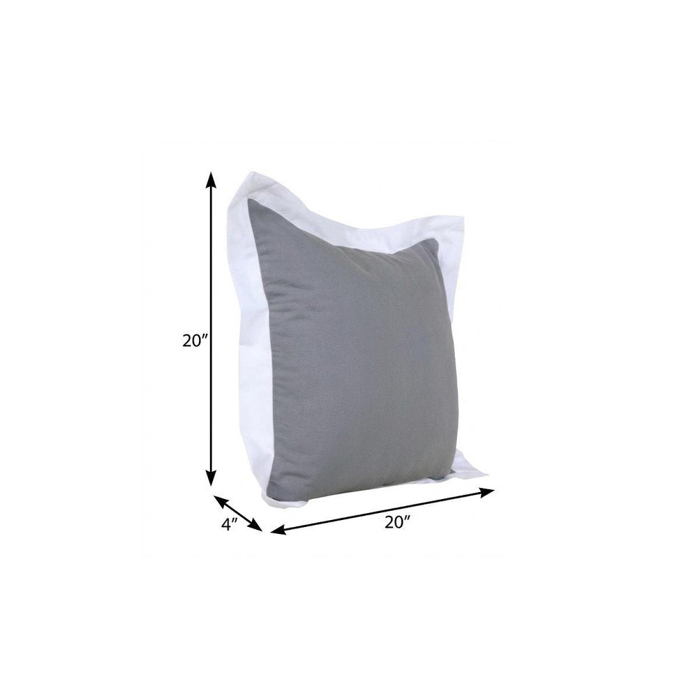 20" X 20" Gray And White 100% Cotton Geometric Zippered Pillow HomeRoots
