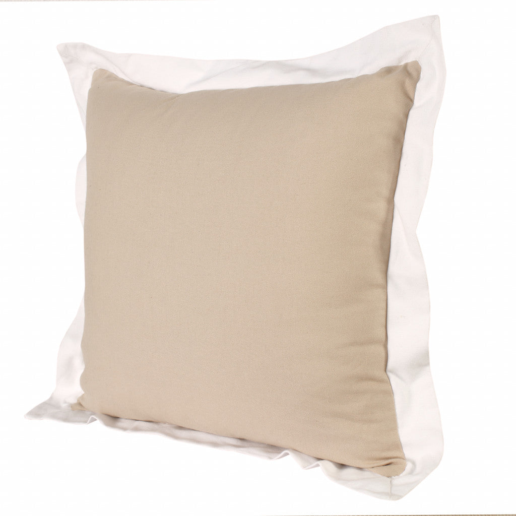 20" X 20" Beige And White 100% Cotton Geometric Zippered Pillow 4.0" (L) x 20.0" (W) x 20.0" (H) FurniFindUSA