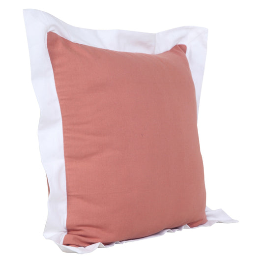 20" X 20" Deep Coral And White 100% Cotton Geometric Zippered Pillow FurniFindUSA