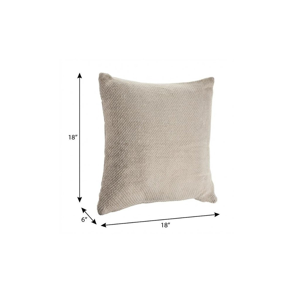 18" Cream Cotton Throw Pillow HomeRoots