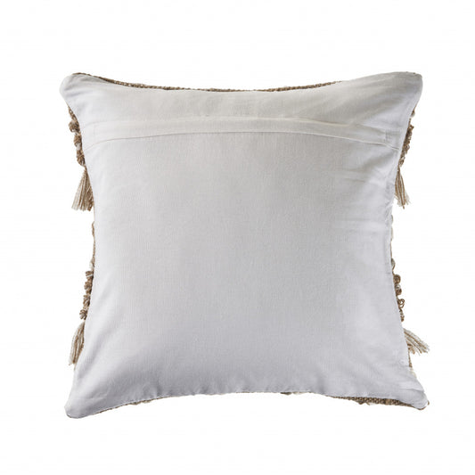 20" X 20" Beige And White Polyester Geometric Zippered Pillow 4.0" (L) x 20.0" (W) x 20.0" (H) FurniFindUSA