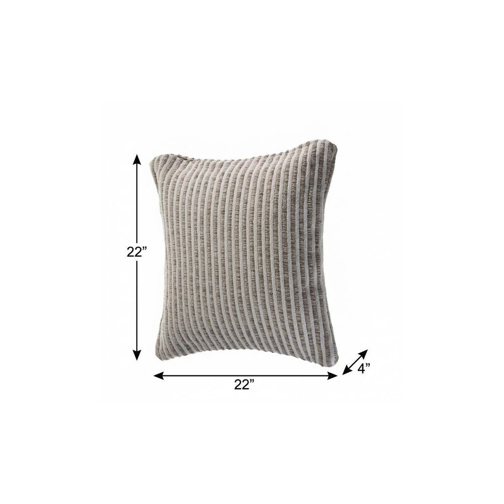 22" X 22" Beige And Cream 100% Cotton Striped Zippered Pillow HomeRoots