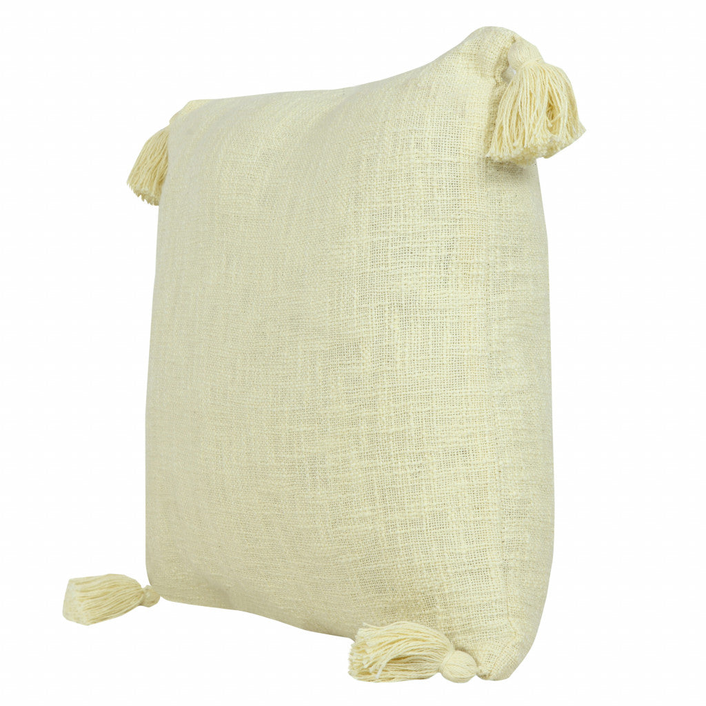 20" X 20" Light Yellow 100% Cotton Zippered Pillow 4.0" (L) x 20.0" (W) x 20.0" (H) FurniFindUSA