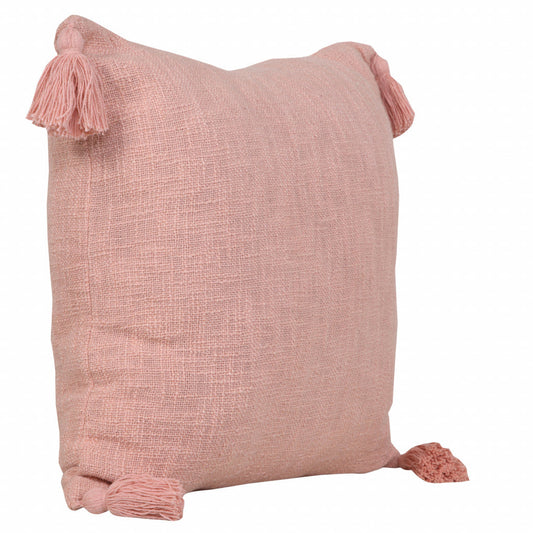 20" X 20" Light Pink 100% Cotton Zippered Pillow FurniFindUSA