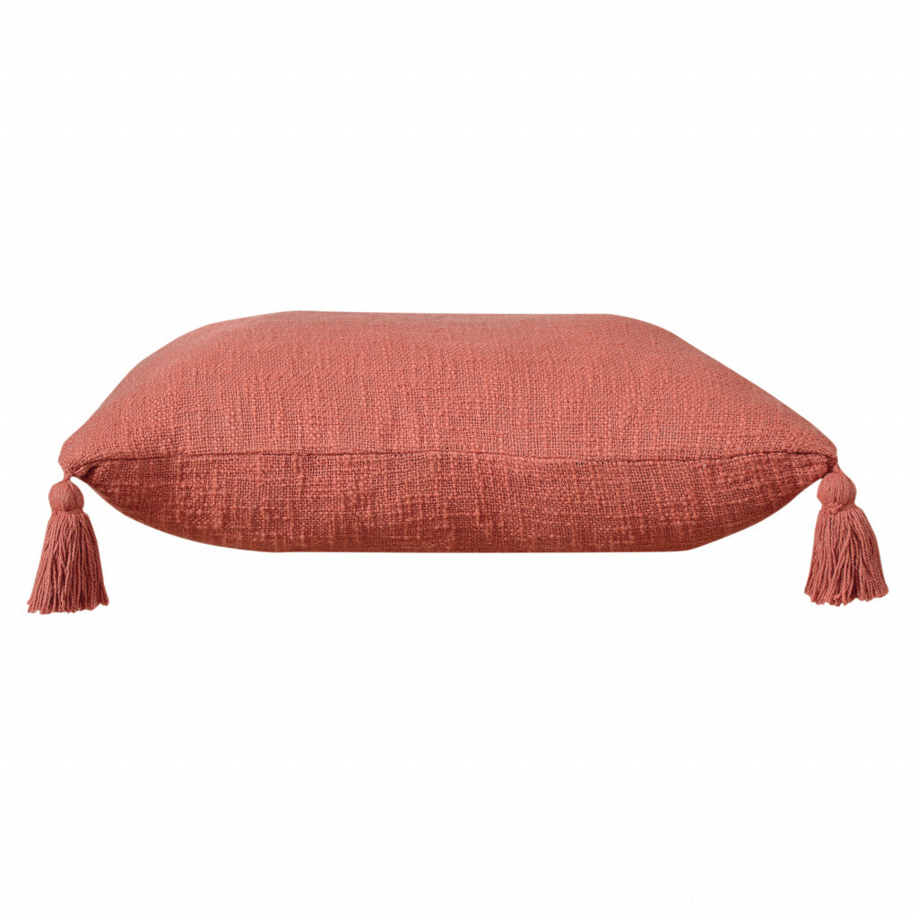 20" X 20" Deep Coral 100% Cotton Zippered Pillow FurniFindUSA