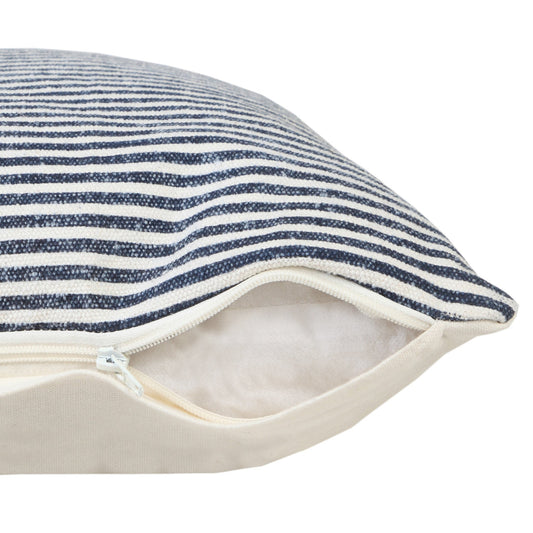 20" X 20" Blue And White 100% Cotton Striped Zippered Pillow FurniFindUSA