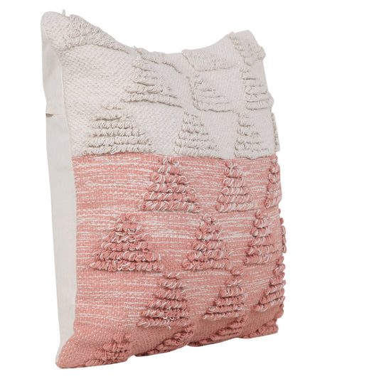 20" X 20" Pink And Off-White 100% Cotton Geometric Zippered Pillow FurniFindUSA