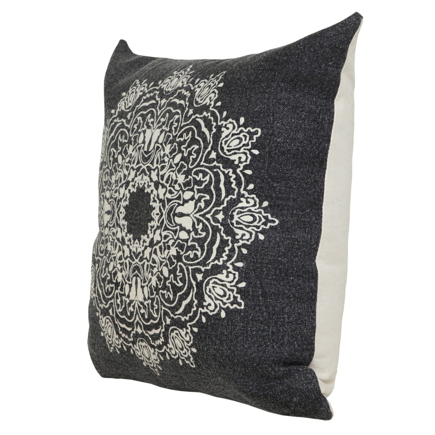 20" X 20" Jet Black And White 100% Cotton Geometric Zippered Pillow FurniFindUSA