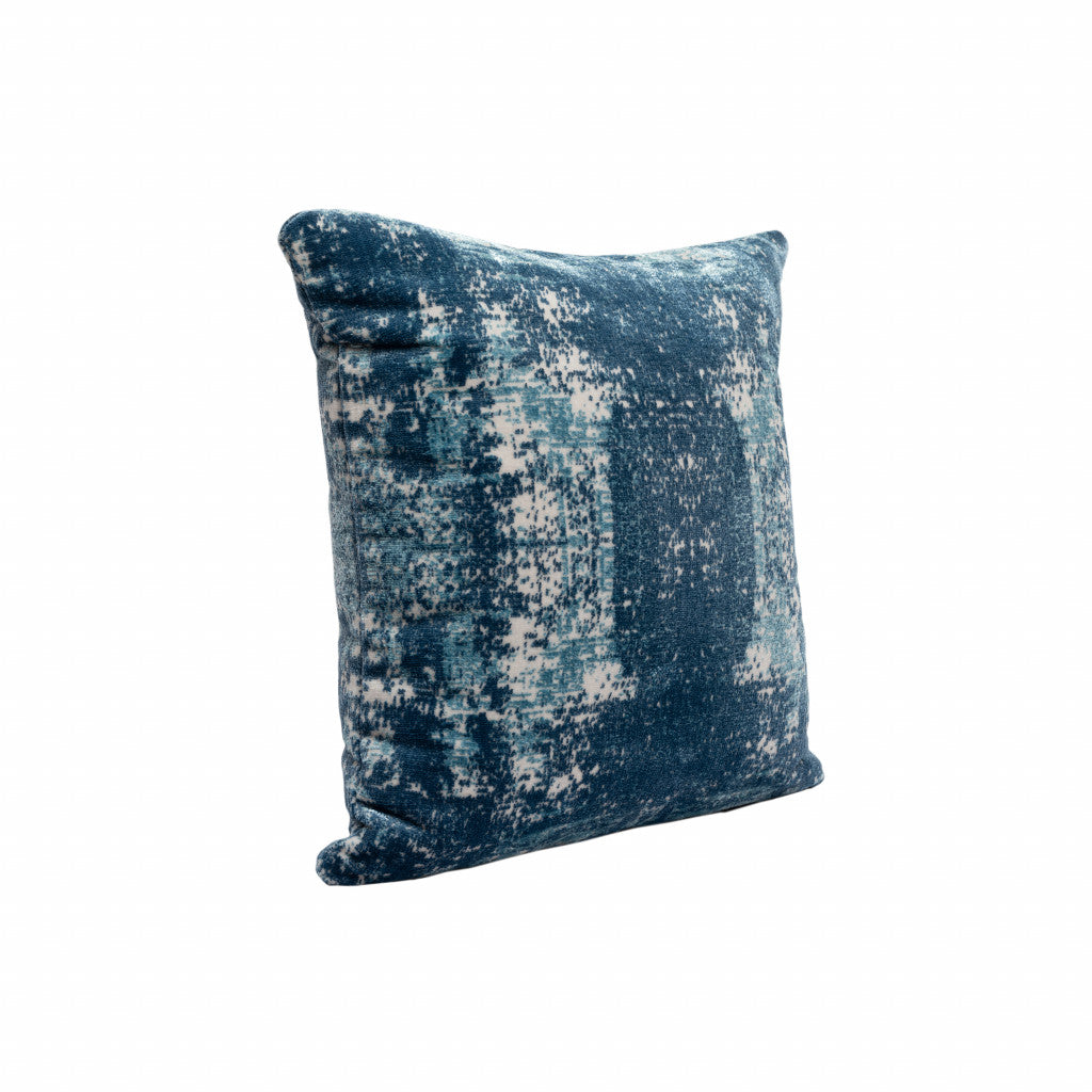 20" X 20" Blue And Ivory Polyester Abstract Zippered Pillow FurniFindUSA