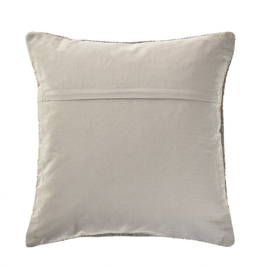 20" X 20" Beige And Grayish Blue 100% Cotton Geometric Zippered Pillow FurniFindUSA