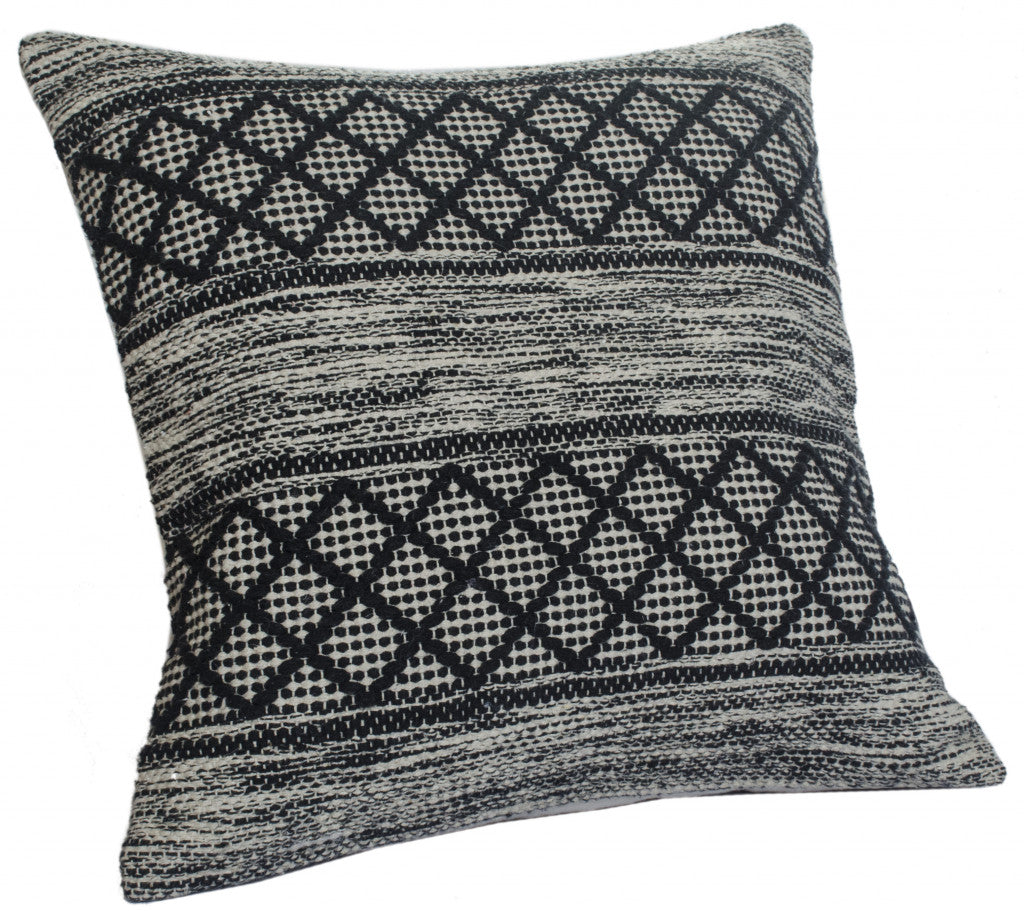 20" X 20" Gray And Black 100% Cotton Geometric Zippered Pillow 4.0" (L) x 20.0" (W) x 20.0" (H) FurniFindUSA