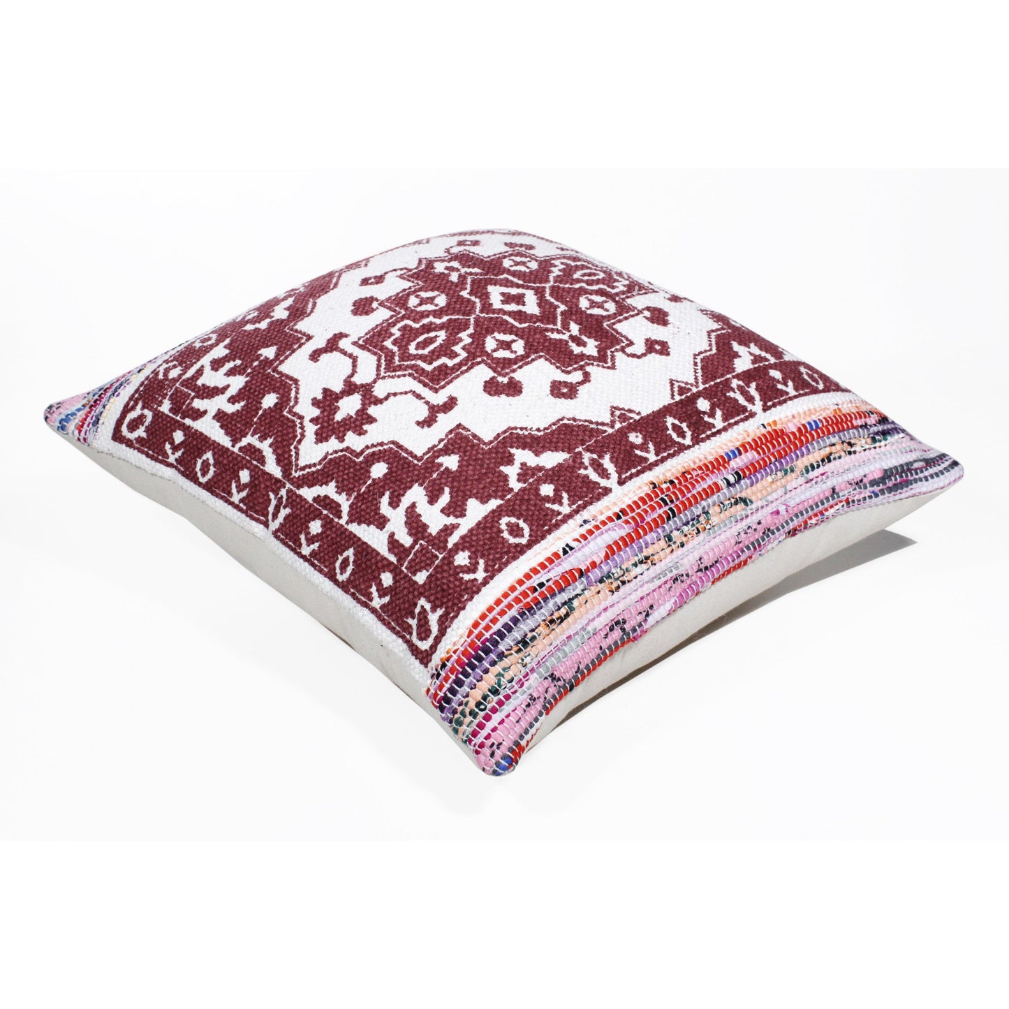 20" X 20" Red White Purple And Pink 100% Cotton Geometric Zippered Pillow 4.0" (L) x 20.0" (W) x 20.0" (H) FurniFindUSA