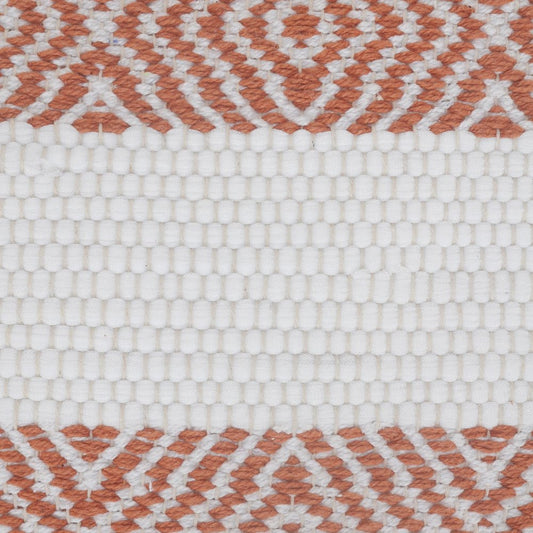 20" Orange And White Geo Striped Cotton Throw Pillow