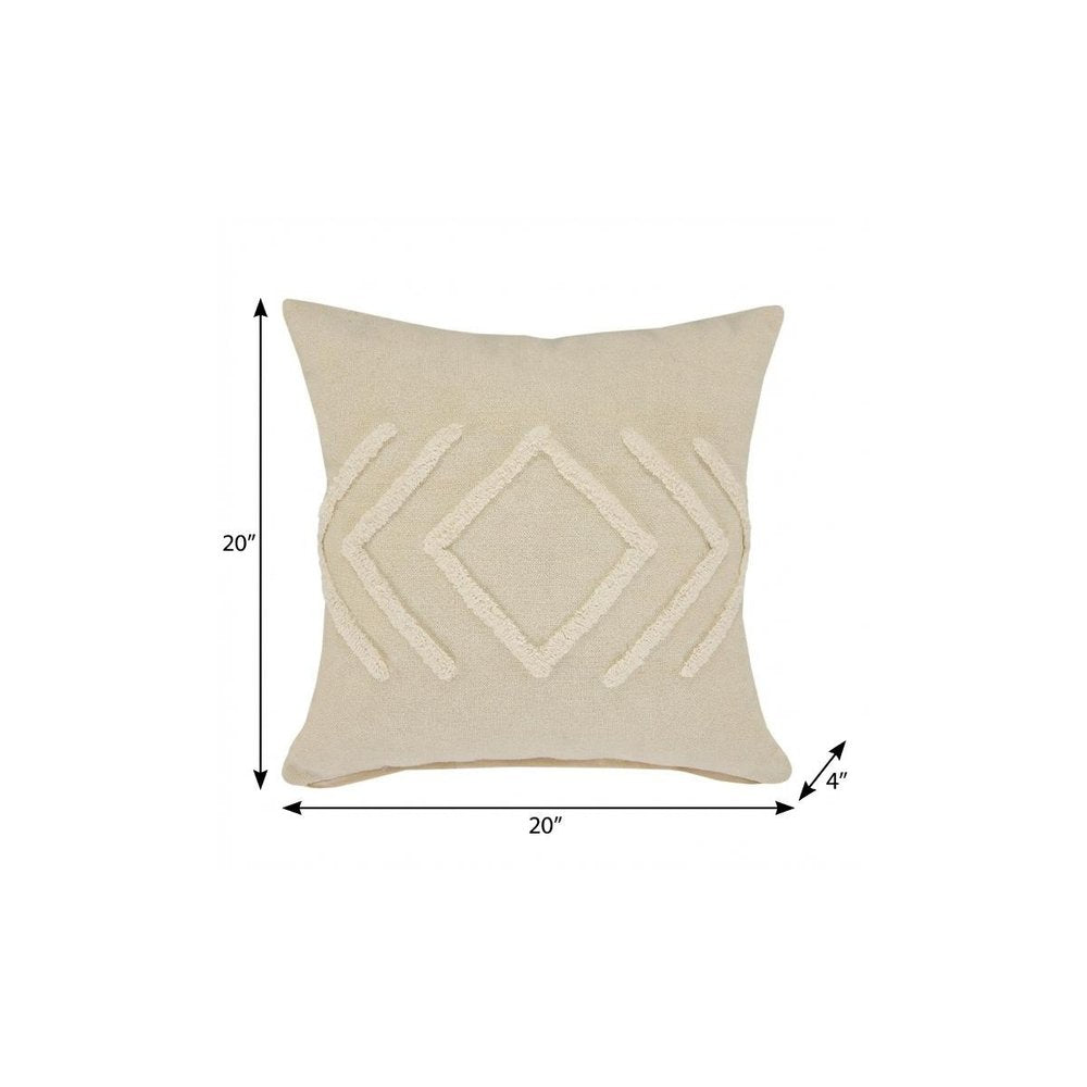 20" X 20" Birch And White 100% Cotton Geometric Zippered Pillow HomeRoots