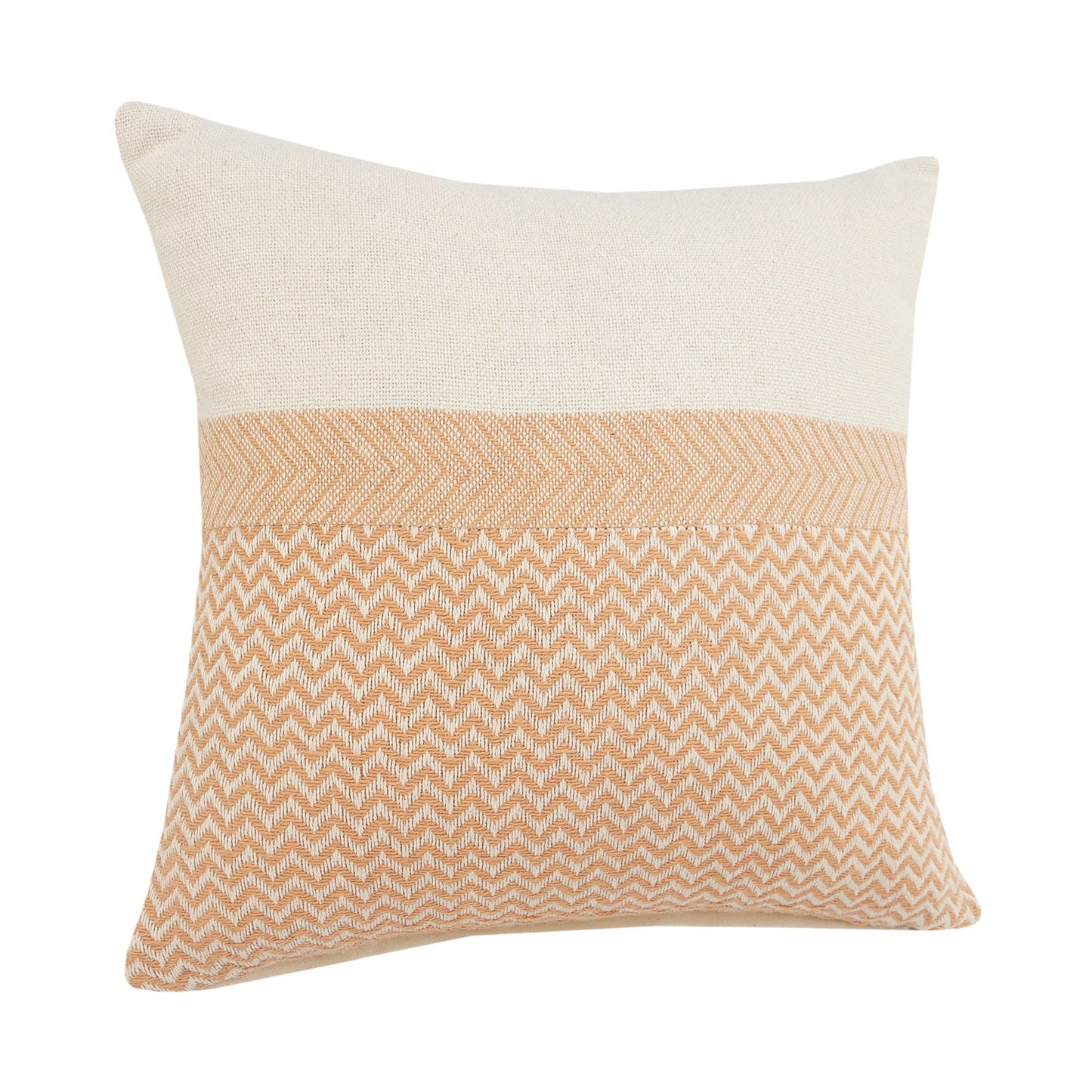 18" X 18" Orange And Off-White 100% Cotton Chevron Zippered Pillow FurniFindUSA