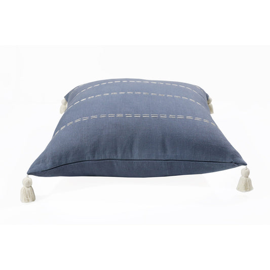 20" X 20" Navy Linen Striped Zippered Pillow FurniFindUSA