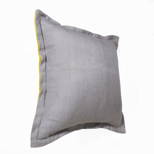 20" X 20" Gray And Yellow Linen Zippered Pillow FurniFindUSA