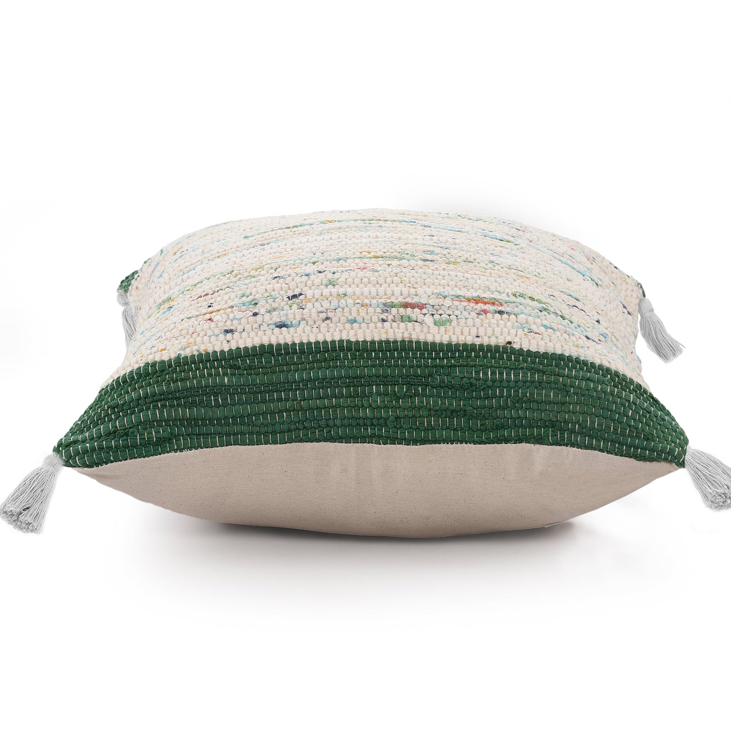 20" X 20" Green And Off-White 100% Cotton Abstract Zippered Pillow FurniFindUSA
