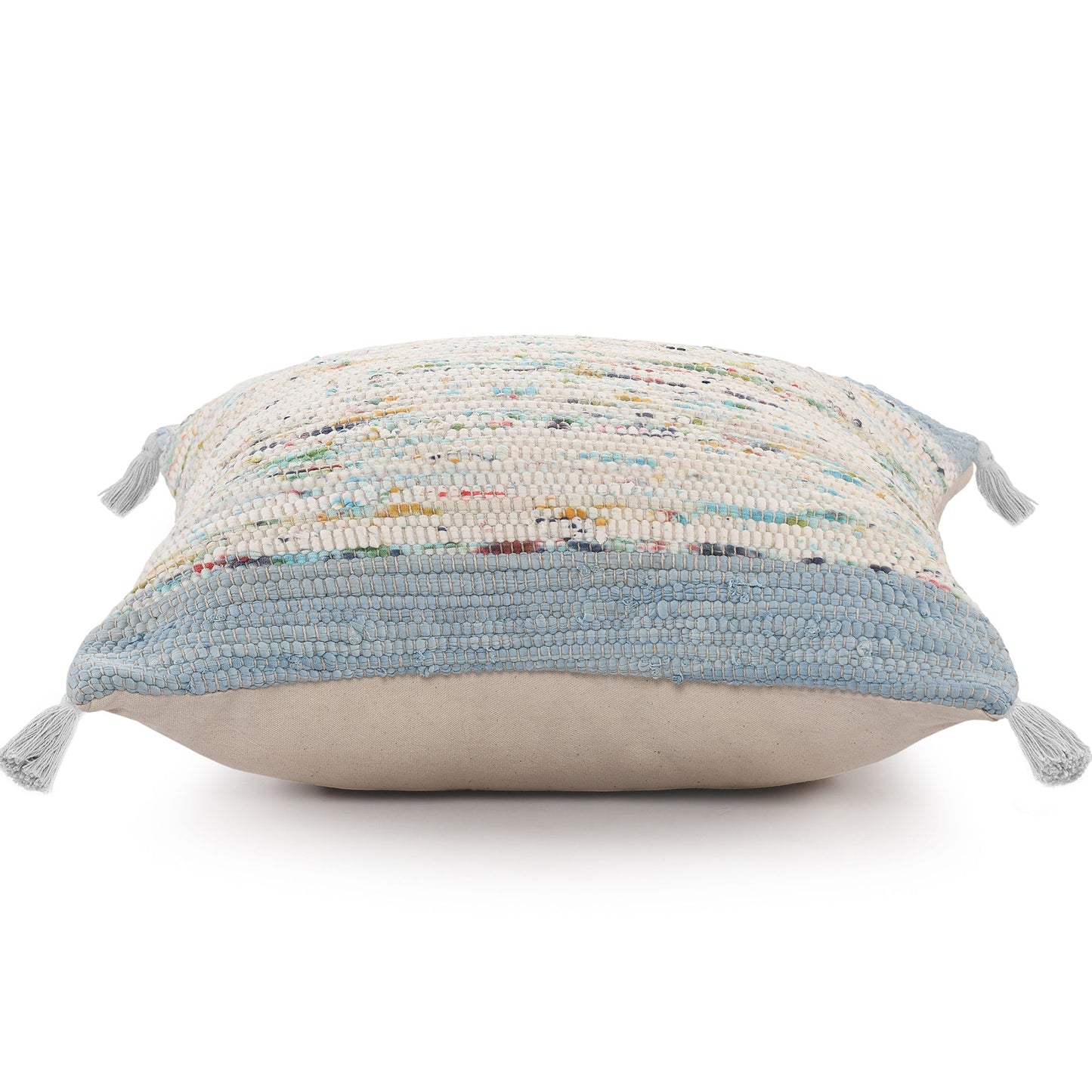 20" X 20" Blue and Off White Abstract Cotton Pillow FurniFindUSA